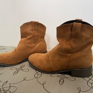 Tan Heeled Boots for Women- Not suede, more of a fuzzy material- Brand New